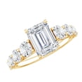 thumbnail image 1 of Rosec Jewels Moissanite Emerald Cut Solitaire Engagement Ring with Side Stones (6X8mm, 2 Ct) - D-VS1 Grade Certified Moissanite Ring, 14K Yellow Gold, US 12.50, 1 of 8
