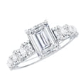 thumbnail image 1 of Rosec Jewels Moissanite Emerald Cut Solitaire Engagement Ring with Side Stones (6X8mm, 2 Ct) - D-VS1 Grade Certified Moissanite Ring, 925 Sterling Silver, US 4.00, 1 of 7