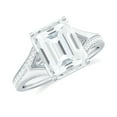 thumbnail image 1 of Rosec Jewels Certified Moissanite Emerald Cut Engagement Ring 2 Ct - Solitaire Ring for Women - 7X9 mm - D-VS1 Grade, 14K White Gold, US 3.00, 1 of 7