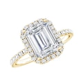 thumbnail image 1 of Rosec Jewels Certified Moissanite Emerald Cut Engagement Ring - Moissanite Halo Ring for Women (7X9 mm, D-VS1 Grade), 14K Yellow Gold, US 12.50, 1 of 8