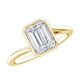 thumbnail image 1 of Rosec Jewels Moissanite Emerald Cut Engagement Ring 2 Carat - Bezel Set Ring for Women - 6X8 mm - D-VS1 Quality, 14K Yellow Gold, US 6.00, 1 of 9