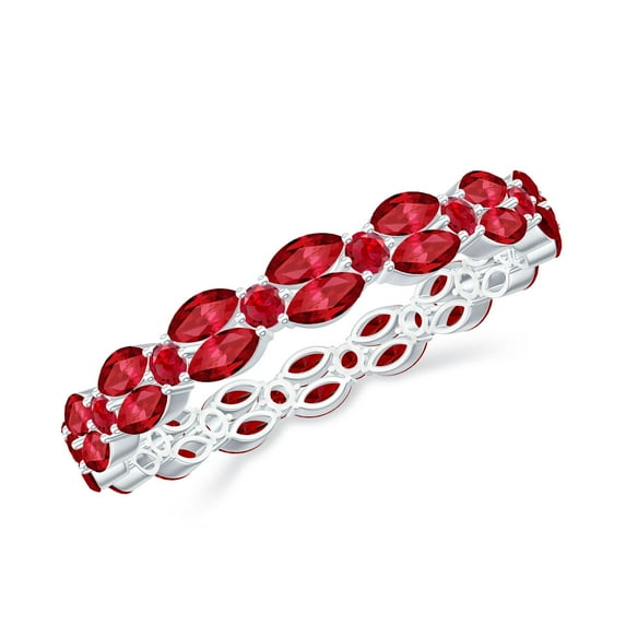 Rosec Jewels Eternity Ring with Lab Created Ruby for Women (1.25 CT, AAAA Quality), 14K White Gold, US 11.50