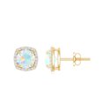 thumbnail image 1 of Ethiopian Opal Stud Earrings with Diamond Halo for Women - 1.6 Carat - AAA Quality, 18K Yellow Gold, 1 of 9