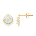 thumbnail image 1 of Rosec Jewels Ethiopian Opal Stud Earrings with Moissanite for Women - AAA Grade, 18K Yellow Gold, 1 of 9
