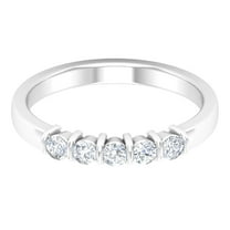 Rosec Jewels Five Stone Band Ring for Women - Cubic Zirconia Band (AAAA Grade), 925 Sterling Silver, US 4.00