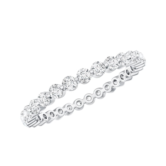Rosec Jewels Floating Eternity Ring with Moissanite for Women (D-VS1 Grade), 925 Sterling Silver, US 4.00