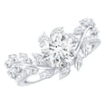 thumbnail image 1 of Rosec Jewels Nature Inspired Moissanite Engagement Ring for Women - Vine Leaf Ring - 7 mm Round - D-VS1 Quality Certified, 10K White Gold, US 9.50, 1 of 8