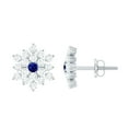thumbnail image 1 of Rosec Jewels - Lab Grown Blue Sapphire Diamond Earrings - Flower Stud Earrings - AAAA Quality, 925 Sterling Silver, 1 of 7