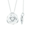 thumbnail image 1 of Rosec Jewels Flower Pendant Necklace - Lab Created Diamond Rose Pendant with Chain (EF-VS Quality), 14K White Gold, 1 of 8