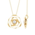 thumbnail image 1 of Rosec Jewels Flower Pendant Necklace - Lab Created Diamond Rose Pendant with Chain (EF-VS Quality), 18K Yellow Gold, 1 of 8