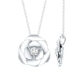 thumbnail image 1 of Rosec Jewels Flower Pendant Necklace - Lab Created Diamond Rose Pendant with Chain (EF-VS Quality), 925 Sterling Silver, 1 of 8