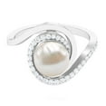 thumbnail image 1 of Rosec Jewels Freshwater Pearl Bypass Ring with Diamond for Women - 8 mm, 7.75 CT, 18K White Gold, US 8.50, 1 of 8