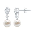thumbnail image 1 of Rosec Jewels Freshwater Pearl Drop Earrings with Moissanite for Women - AAA Quality, 925 Sterling Silver, 1 of 6