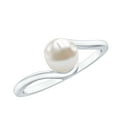 thumbnail image 1 of Rosec Jewels Freshwater Pearl Solitaire Bypass Ring, June Birthstone Ring - 6 mm, 2.25 CT, 18K White Gold, US 10.50, 1 of 8