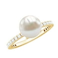 thumbnail image 1 of Rosec Jewels Genuine Freshwater Pearl Diamond Engagement Ring 7 Carat - 8 mm Pearl Solitaire Ring for Women - AAA Quality, 10K Yellow Gold, US 11.00, 1 of 8