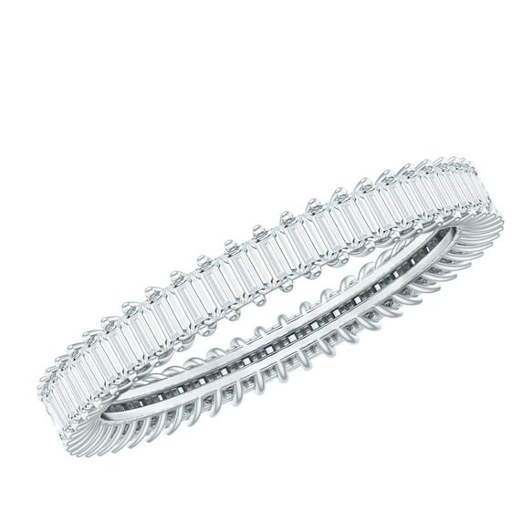 Rosec Jewels Full Eternity Ring with Baguette Moissanite for Women (3.50 CT), 18K White Gold, US 8.00