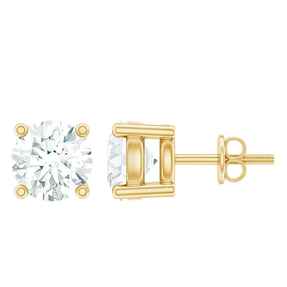 Rosec Jewels Half Carat Lab Diamond Earrings (4 mm, EF-VS Quality) - Stud Earrings Unisex - Ready to Gift, 14K Yellow Gold