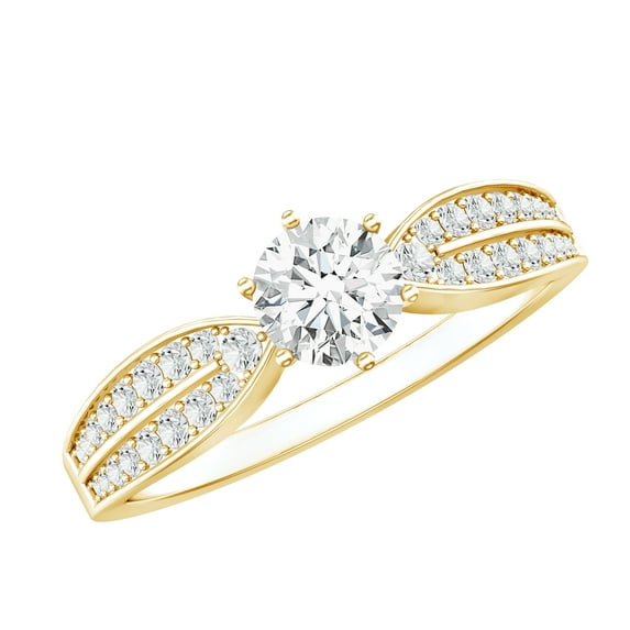 Rosec Jewels - Half Ct Diamond Ring Wedding (5 mm) - Ef-Vs Quality Lab Created Diamond Elegant Engagement Ring, 10K Yellow Gold, US 10.00