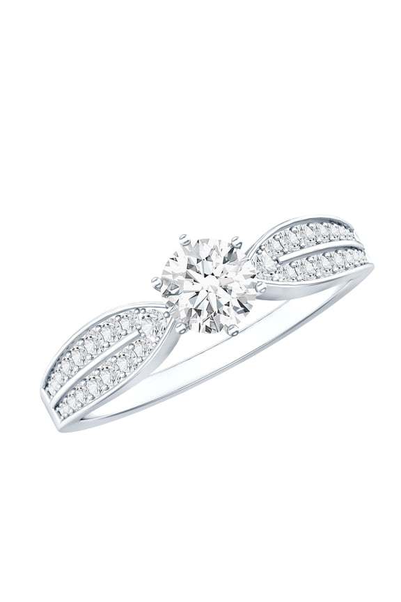 - Lab Grown Diamond Ring Wedding - EF-VS Quality Diamond Elegant Engagement Ring, 925 Sterling Silver, US 7.00