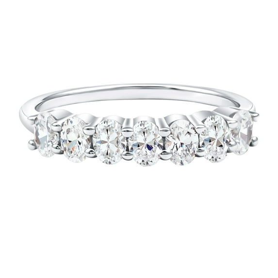 Rosec Jewels Half Eternity Anniversary Band Ring - 7 Stone Ring - EF-VS Quality - Ready to Gift, 14K White Gold, US 10.00