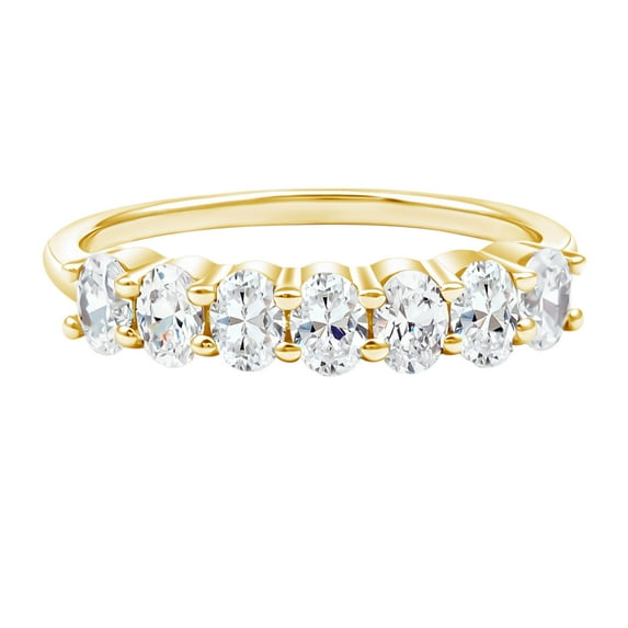 Rosec Jewels Half Eternity Anniversary Band Ring - 7 Stone Ring - EF-VS Quality - Ready to Gift, 14K Yellow Gold, US 4.50