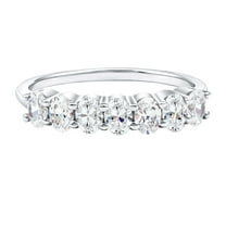 Rosec Jewels Half Eternity Anniversary Band Ring - 7 Stone Ring - EF-VS Quality - Ready to Gift, 925 Sterling Silver, US 4.00