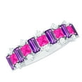 thumbnail image 1 of Rosec Jewels Certified Lab Grown Pink Sapphire and Amethyst Half Eternity Ring with Diamond - Ready to Gift for Anniversary, 925 Sterling Silver, US 12.50, 1 of 8