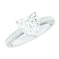 thumbnail image 1 of Rosec Jewels Certified Moissanite Heart Shaped Engagement Ring 2 Carat - Moissanite Solitaire Ring - 8 mm - D-VS1 Quality, 10K White Gold, US 8.00, 1 of 8