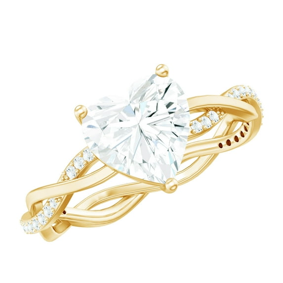 Rosec Jewels Heart Engagement Ring 8 mm - 2 Carat Diamond Ring (Lab Created, EF-VS Quality), 18K Yellow Gold, US 11.00