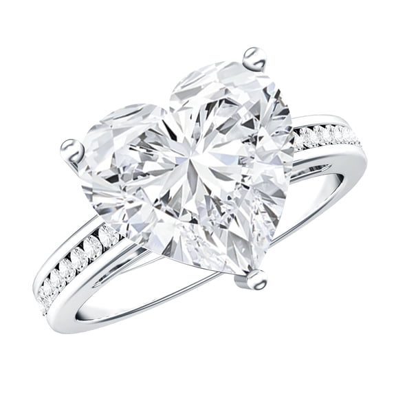 Rosec Jewels Heart Shape Lab Grown Diamond Big Engagement Ring 5 Carat - E-VS1 Grade - IGI Certified Diamond Statement Ring, 10K White Gold, US 5.00