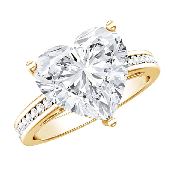 Rosec Jewels Heart Shape Lab Grown Diamond Big Engagement Ring 5 Carat - E-VS1 Grade - IGI Certified Diamond Statement Ring, 14K Yellow Gold, US 12.50
