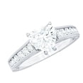 thumbnail image 1 of Rosec Jewels Moissanite Heart Shaped Engagement Ring with Side Stones - 7 mm - D-VS1 Quality Certified - with Jewelry Box, 18K White Gold, US 5.00, 1 of 9