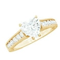 thumbnail image 1 of Rosec Jewels Moissanite Heart Shaped Engagement Ring with Side Stones - 7 mm - D-VS1 Quality Certified - with Jewelry Box, 18K Yellow Gold, US 12.00, 1 of 9