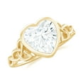 thumbnail image 1 of Rosec Jewels Solitaire Moissanite Heart Shaped Engagement Ring 2 Carat - Celtic Knot Ring - 8 mm - D-VS1 Quality Certified, 18K Yellow Gold, US 3.50, 1 of 8