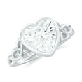 thumbnail image 1 of Rosec Jewels Solitaire Moissanite Heart Shaped Engagement Ring 2 Carat - Celtic Knot Ring - 8 mm - D-VS1 Quality Certified, 925 Sterling Silver, US 9.50, 1 of 8