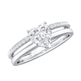 thumbnail image 1 of Rosec Jewels Moissanite Heart Engagement Ring 1 Ct - Double Band Ring - 7 mm - D-VS1 Quality Certified, 18K White Gold, US 3.50, 1 of 6