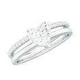 thumbnail image 1 of Rosec Jewels Moissanite Heart Engagement Ring 1 Ct - Double Band Ring - 7 mm - D-VS1 Quality Certified, 925 Sterling Silver, US 4.00, 1 of 8