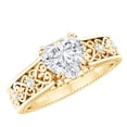 thumbnail image 1 of Rosec Jewels Heart Shape Moissanite Solitaire Engagement Ring 1 Carat, 7 mm, D-VS1 Quality Certified - Vintage Style Ring for Women, 18K Yellow Gold, US 5.00, 1 of 7