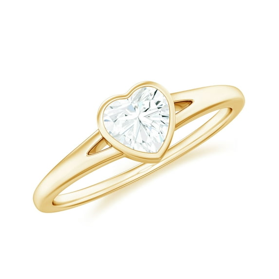 Rosec Jewels Moissanite Heart Promise Ring for Women - 1/2 Carat - Bezel Set Ring - D-VS1 Quality Certified, 18K Yellow Gold, US 3.00