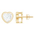 thumbnail image 1 of Rosec Jewels Certified Moissanite Heart Stud Earrings for Women - 7 mm - D-VS1 Quality - 3 Carat - Ready to Gift with Jewelry Box, 10K Yellow Gold, 1 of 6