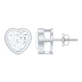 thumbnail image 1 of Rosec Jewels Certified Moissanite Heart Stud Earrings for Women - 7 mm - D-VS1 Quality - 3 Carat - Ready to Gift with Jewelry Box, 18K White Gold, 1 of 5