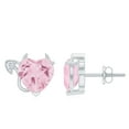 thumbnail image 1 of Rosec Jewels Heart Shape Rose Quartz Solitaire Stud Earrings - Gothic Earrings - 8 mm, 10K White Gold, 1 of 9