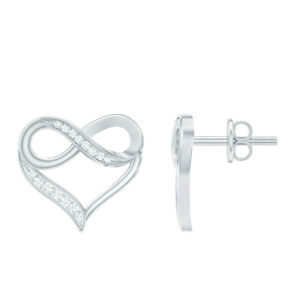 Rosec Jewels Heart Shaped Diamond Earrings - Lab Created Diamond Studs with Screw Back (EF-VS Grade), 925 Sterling Silver
