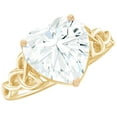 thumbnail image 1 of Rosec Jewels Moissanite Heart Shaped Engagement Ring 2 Carat - Celtic Knot Ring for Women (8 mm, D-VS1 Quality Certified), 10K Yellow Gold, US 9.00, 1 of 9
