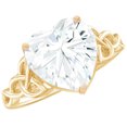 thumbnail image 1 of Rosec Jewels Moissanite Heart Shaped Engagement Ring 2 Carat - Celtic Knot Ring for Women (8 mm, D-VS1 Quality Certified), 14K Yellow Gold, US 10.50, 1 of 9