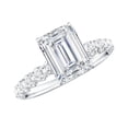 thumbnail image 1 of Rosec Jewels High Set Engagement Ring with Emerald Cut Moissanite - 6X8 MM, 2 Ct, D-VS1 Grade, 14K White Gold, US 3.00, 1 of 9