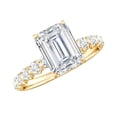 thumbnail image 1 of Rosec Jewels High Set Engagement Ring with Emerald Cut Moissanite - 6X8 MM, 2 Ct, D-VS1 Grade, 18K Yellow Gold, US 5.00, 1 of 9