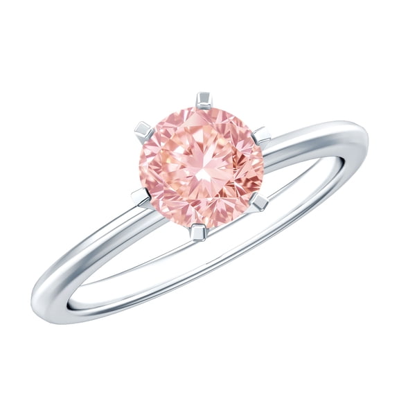 Rosec Jewels IGI Certified 1 Carat Lab Grown Pink Diamond Ring - Fancy Pink Color VS1 Clarity, 925 Sterling Silver, US 4.00