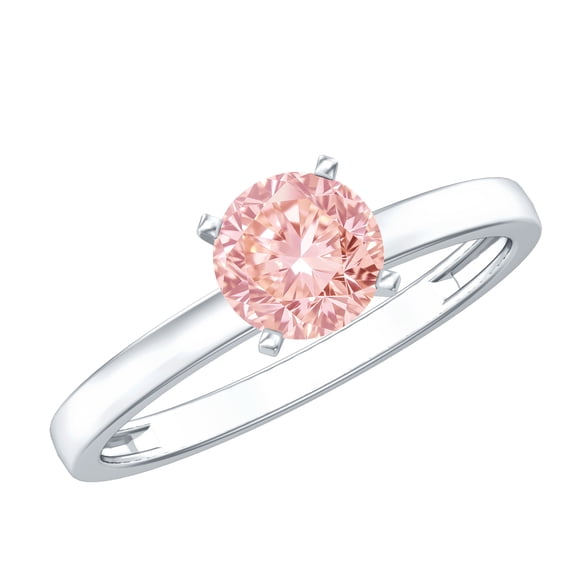 Rosec Jewels IGI Certified 1 Carat Lab Grown Pink Diamond Ring (VS1 Quality) - with Jewelry Box, 925 Sterling Silver, US 4.00