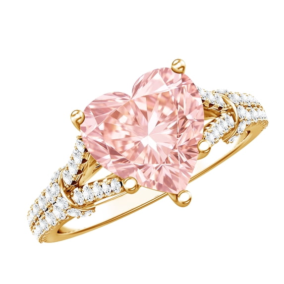 Rosec Jewels IGI Certified 2 Carat Lab Grown Pink Diamond Heart Shaped Engagement Ring - VS1 Quality, 14K Yellow Gold, US 11.50